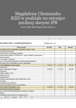 ebook RZiS w podziale na miesiące zasilany danymi JPK